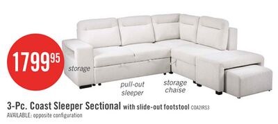 Coast 3-Piece Right-Facing Ivory White Fabric S…