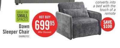 Dawn 42" Chenille Fabric Sleeper Chair - Grey