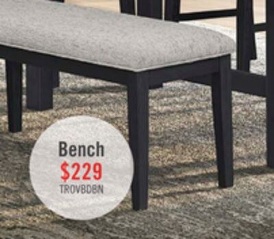 Trove Dining Bench with Padded Seat, 42"W - Bla…