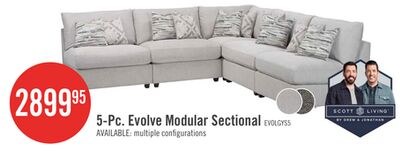 Scott Living Evolve Modular 5-Piece Linen-Look …