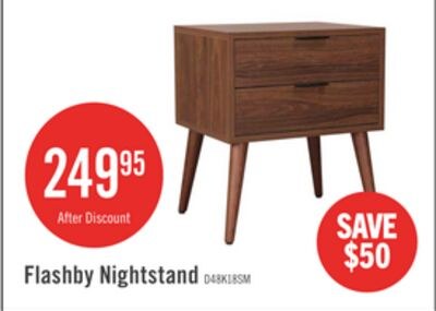 Flashby Nightstand With 2 Drawers, Faux Walnut
