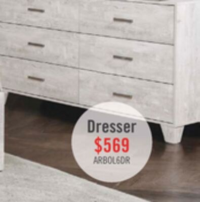 Arbor Bedroom 6-Drawer Dresser, 58.7"W x 33.3"H…