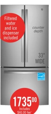 GE 33" 18.6 Cu. Ft. French-Door Refrigerator - …