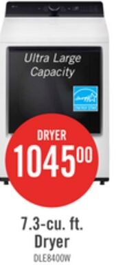 LG 7.3 Cu. Ft. Electric Dryer - White - DLE8400…