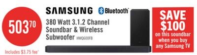 Samsung 380 Watt 3.1.2 Channel Soundbar & Wirel…