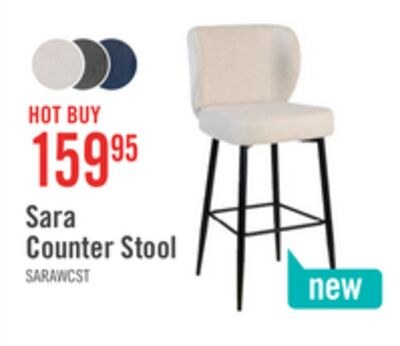 Sara Counter-Height Stool with Velvet-Like Fabr…