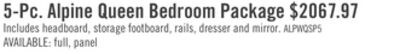 Alpine 5pc Bedroom Set with Storage Bed, Dresse…