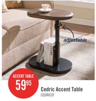 Cedric 18" Adjustable Accent Table – Walnut Oak…