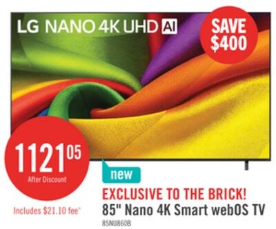 LG 85" NU860 Series NANO UHD 4K Smart TV (85NU8…