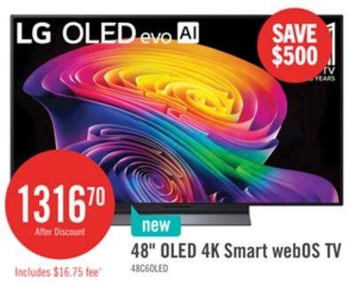 LG 48" C6 OLED 4K Smart webOS TV (OLED48C6PUA.A…
