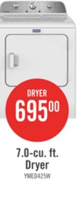 Maytag 7.0 Cu. Ft. Electric Dryer - White - YME…