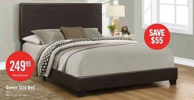 Queen Size Dark Brown Leather-look Bed