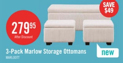 Marlow 19.5" 3-Pack Storage Ottomans – Beige