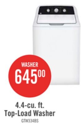 GE 4.4 Cu Ft. Top Load Washer – White - GTW334B…