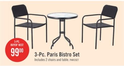 Paris 3-Piece Outdoor Patio Bistro Set with 2 C…