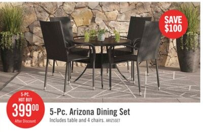 Arizona 5-Piece Outdoor Patio Set with Round Ta…