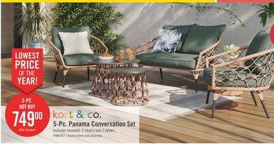 Kort & Co. Panama 5-Piece Outdoor Patio Set wit…