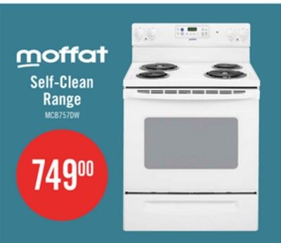 Moffat 30" Free Standing Self Clean Electric Ra…
