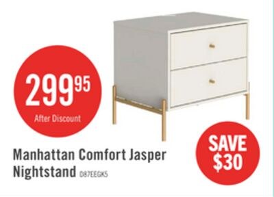 Manhattan Comfort Jasper Nightstand with Steel …