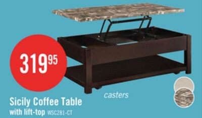 Sicily 48" Traditional Lift Top Coffee Table Wi…