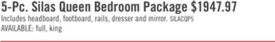 Silas 5pc Bedroom Set with Platform Bed, Dresse…