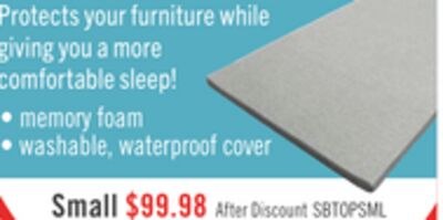 Small Memory Foam Sofa Bed Topper with Removabl…