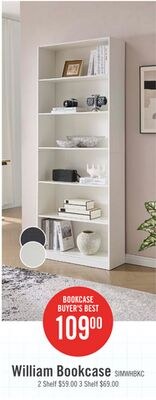 William 31.5" 6-Shelf Bookcase - White