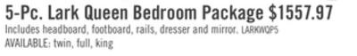 Lark 5pc Bedroom Set with Panel Bed, Dresser & …