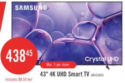 SAMSUNG 43" U8000 Crystal 4K UHD Smart Tizen OS…