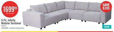 Infinity Modular 5-Piece Chenille Fabric Sofa S…