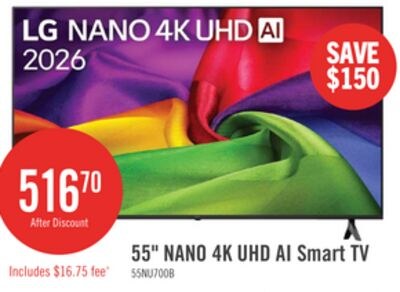 LG 55" NU850 Nano 4K Smart webOS TV (55NU850BPU…