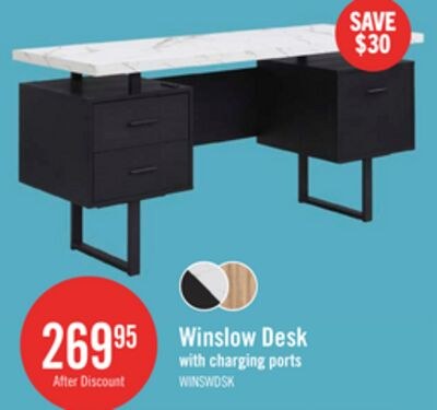 Winslow 60" Desk with 3-Drawers – Black