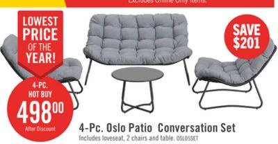Oslo 4-Piece Outdoor Patio Conversation Set wit…