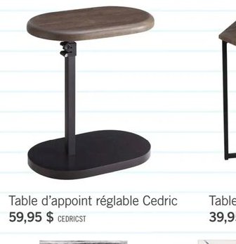 Table d'appoint réglable Cedric