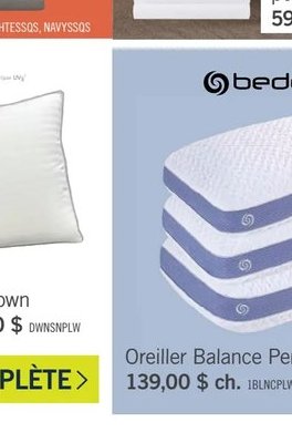 Oreiller Surround Down pour grand lit