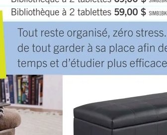 Bibliothèque à 2 tablettes