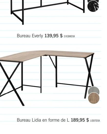Bureau Lidia en forme de L