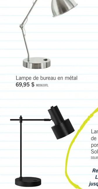 Lampe de bureau en métal