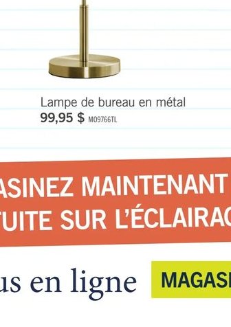 Lampe de bureau en métal