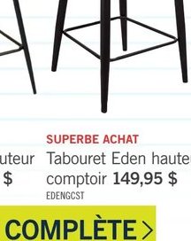 Tabouret Eden hauteur comptoir