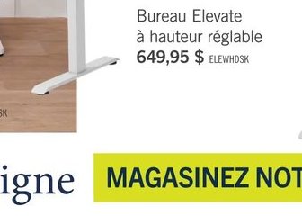 Bureau Elevate à hauteur réglable