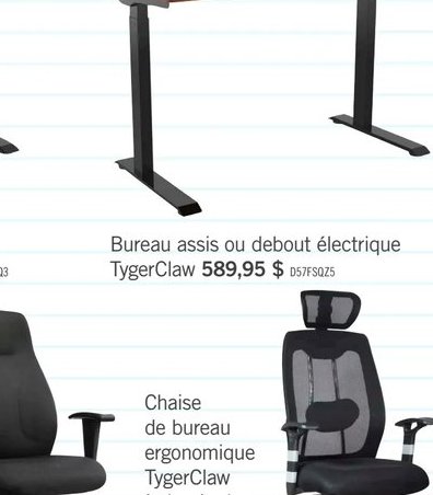Bureau assis ou debout électrique TygerClaw