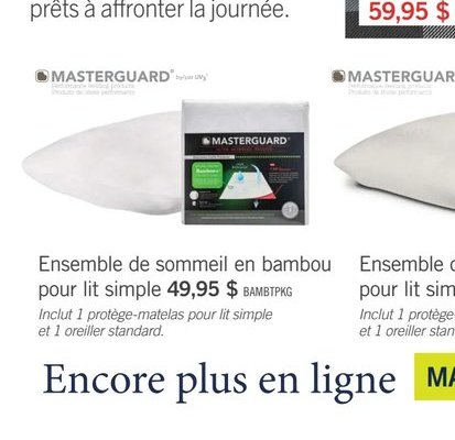 Ensemble de sommeil en bambou Masterguard pour …