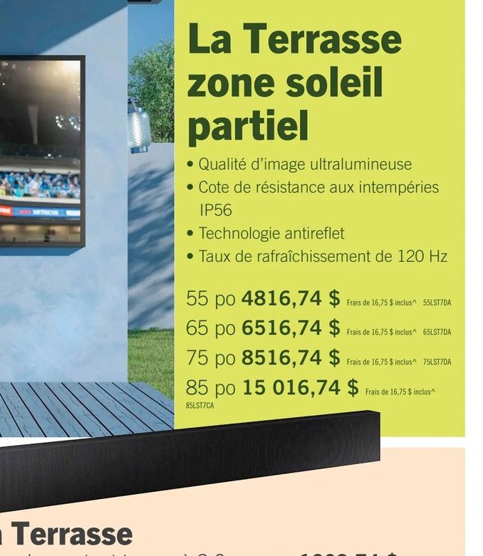 Samsung La Terrasse zone soleil partiel 65 po
