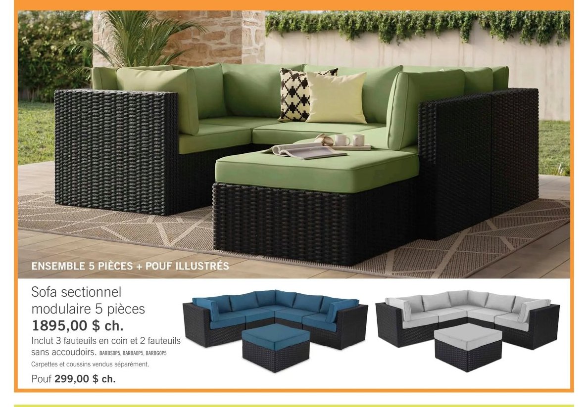 Sofa sectionnel modulaire 5 pièces Collection B…