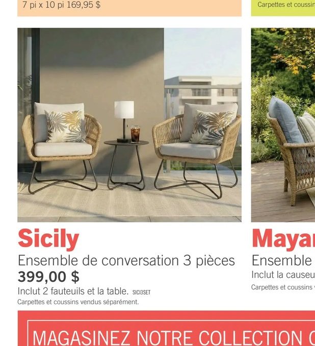 Ensemble de conversation Sicily 3 pièces