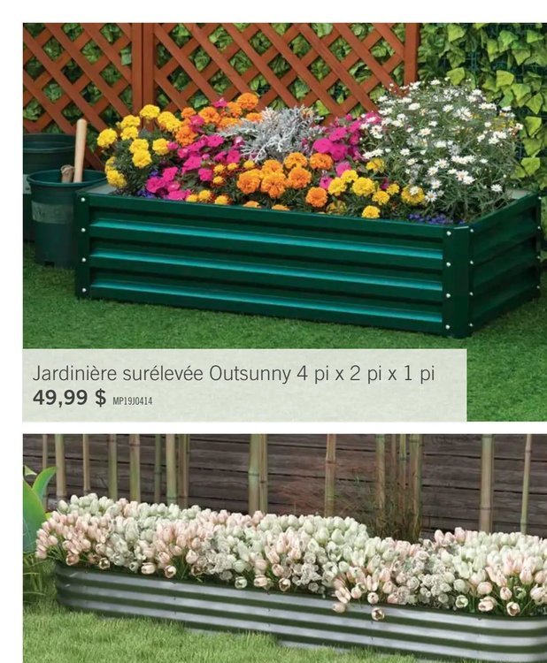 Jardinière surélevée Outsunny 4 pi x 2 pi x 1 pi