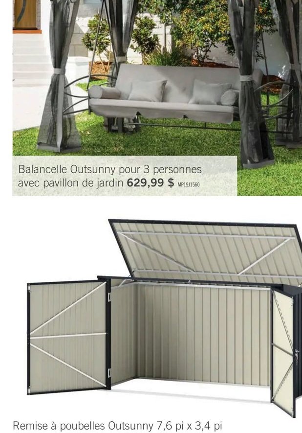 Balancelle Outsunny pour 3 personnes avec pavil…