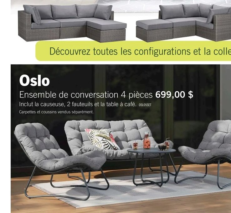 Oslo - Ensemble de conversation 4 pieces