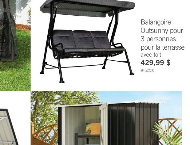 Balançoire Outsunny pour 3 personnes pour la te…
